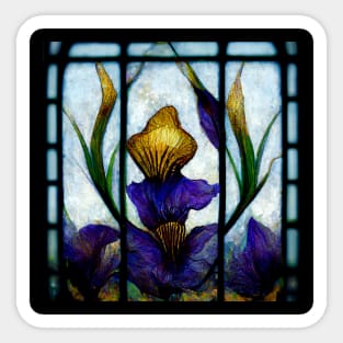 Floral Iris Stained Glass Arts and Crafts Sticker